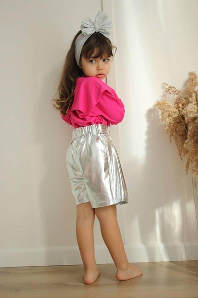 Zuzu Fuchsia Metallic Shorts Skirt Suit