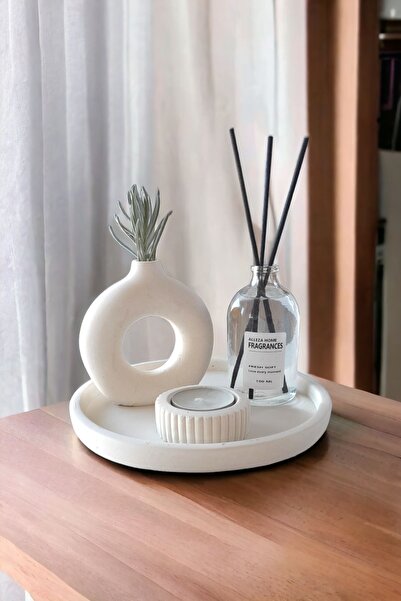 ALLEZA HOME Dekoratif Mumluklu Halka Minyatür Vazo 100 ML Oda Kokusu Set (Tea...