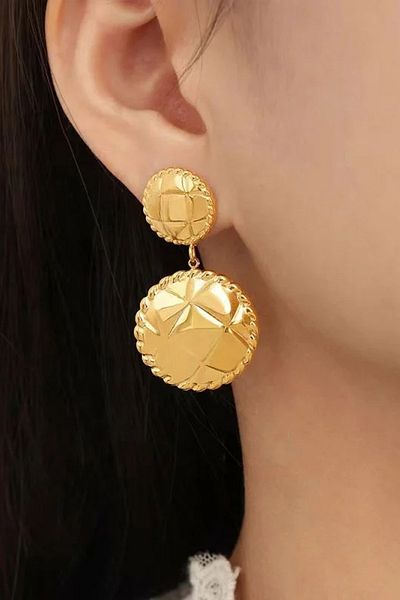 Glaren Gold Colored Round Dangle Women's Earrings