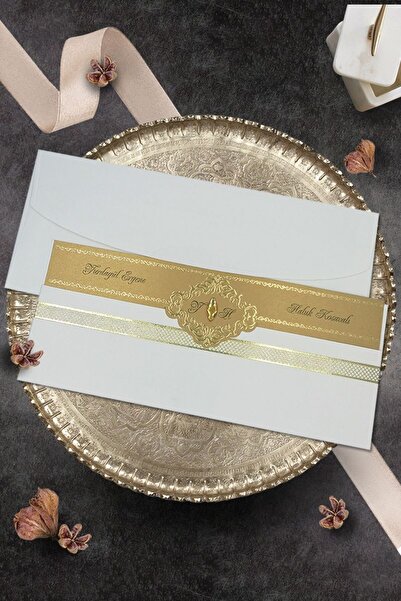 Cem Davetiye Düğün Nişan Nikah Kına Davetiyesi 3319 (100 ADET) Baskı Dahil