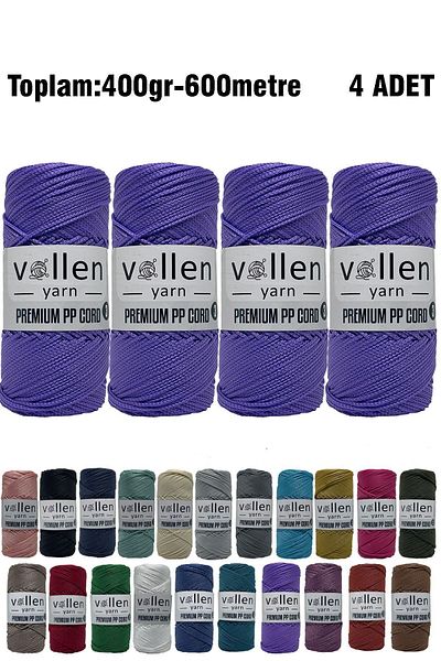vollen yarn 600m Πολυεστερικό νήμα μακραμέ, νήμα Supla, νήμα τσάντας, νήμα βραχιολάκι, μακραμέ, λιλά 1,5mm-400gr