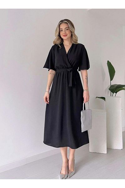 GDS BUTİK Rochie midi cu piept dublu, cu brâu și fante