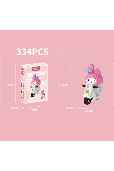 synshop Sanrio Y2k My Melody - هدية أحجية مكونة من 334 قطعة تعليمية ودراجة نارية