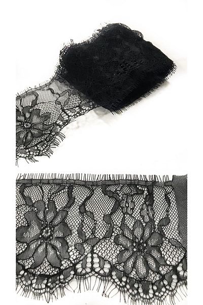 Ozpas 3MeterBlack Lace Bearded Edge Ribbon - 10 Cm