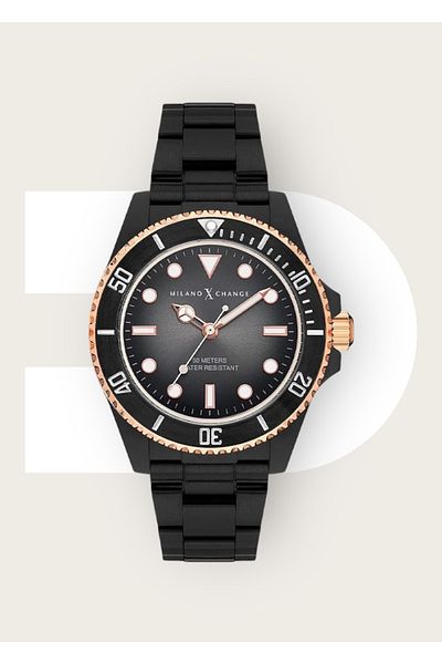 Milano X Change 5 Atm Waterproof Men's Wristwatch - Polycarbonate Case and Steel Cord