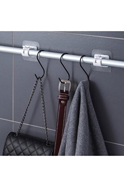 SAVORYHOME 2 Adet Ayarlanabilir Perde Çubuk Klip Kendinden Yapışkanlı Kelepçe Kanca Perde Çubuk Tutucu