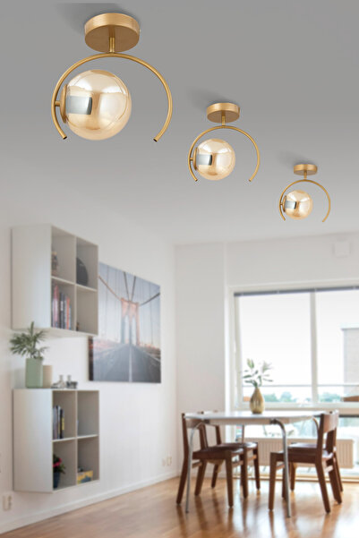 avimonaydınlatma ESSE BAL RENGİ GLOB CAMLI MODERN ESKİTME PLAFONYER HOL ANTRE