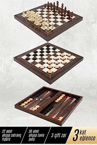 Cooper Chess Kişiye Özel Büyük Boy 50cm Ceviz Kaplama Desenli Premium Ahşap Tavla Takımı - Ahşap Satranç Takımı