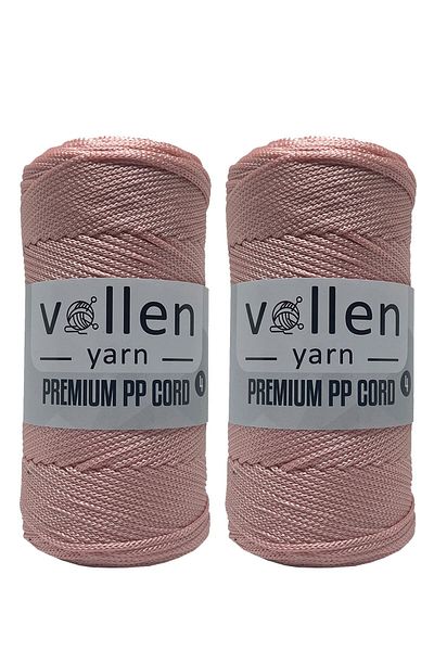 vollen yarn Premium Polyester Macrame Twine Σετ 2 τεμαχίων 2mm, μακραμέ Σχοινί, μακραμέ, σουπλά, σχοινί τσάντας, πούδρα ροζ, 400gr