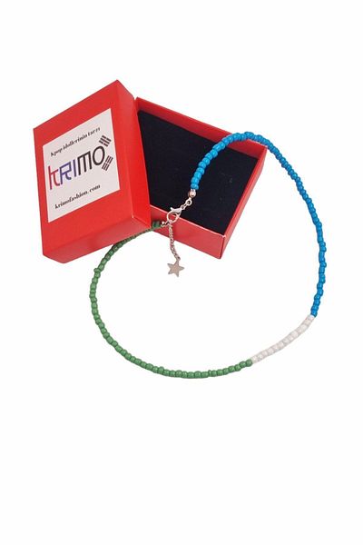 KRIMO Kpop New Jeans Haerin Blue Green Beaded Necklace