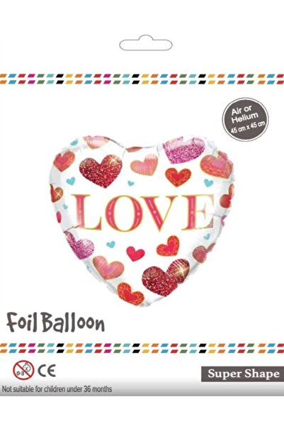 BEY AMBALAJ Love Foil Balloon, Heart Foil Balloon White Concept 45X45Cm