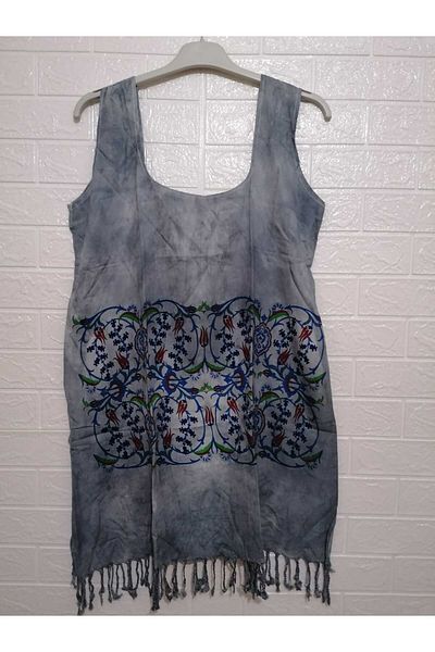 anne moda ankara 100% Βαμβακερό Χοντρό λουράκι Φούντα Pareo/Φόρεμα