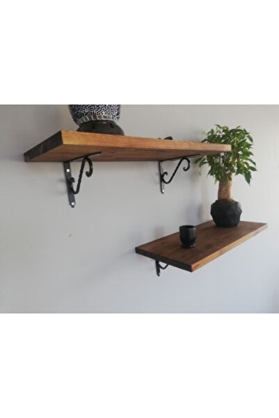 The N Wood Ceviz Renk 2'li Mls Duvar Rafı