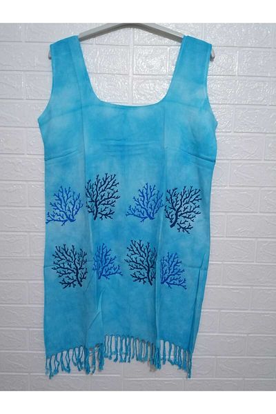 anne moda ankara 100% Βαμβακερό Χοντρό λουράκι Φούντα Pareo/Φόρεμα