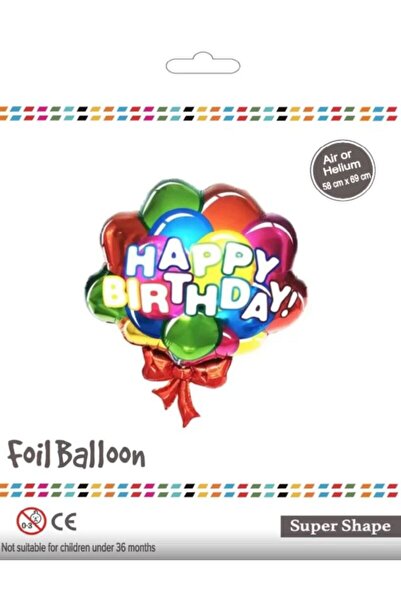 BEY AMBALAJ مفهوم رقائق البالونات ذات الطابع HappyBirtyday مقاس 58 × 69 سم