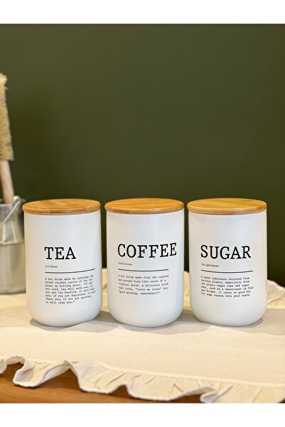 may home design 3-Piece Modern Tea/Coffee/Candy Jar with Bamboo Lid