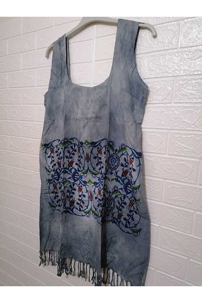 anne moda ankara 100% Βαμβακερό Χοντρό λουράκι Φούντα Pareo/Φόρεμα