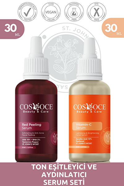 Ton Eşitleyici ve Aydınlatıcı Serum Seti AHA, BHA, Vitamin C 30 ml + 30 ml