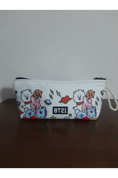 owl bag Kpop - BT21 χαρακτήρες κολάζ με λευκό φόντο με μοτίβο θήκη για στυλό ...