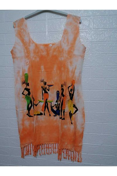 anne moda ankara 100% Cotton Thick Straps Tassels Pareo/dress