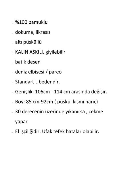 anne moda ankara 100% Βαμβακερό Χοντρό λουράκι Φούντα Pareo/Φόρεμα
