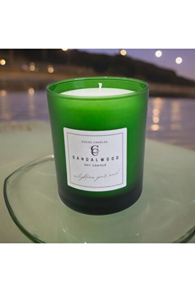 100% Natural Scented Soy Wax Candle in Sandalwood Scented Glass Cup (7cm)