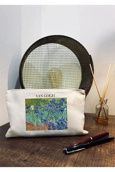 GRAFİKSPAN Τσάντα μακιγιάζ με στάμπα Van Gogh Irises, θήκη για στυλό