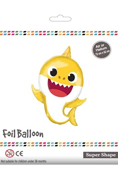 BEY AMBALAJ Shark Yellow Figured Foil Balloon 72X52Cm