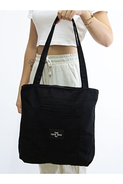 Midlemist Geantă de umăr cu mai multe compartimente din pânză moale, neagră, impermeabilă