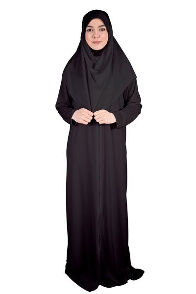 ZEHRANAZ NAMAZ ELBİSESİ Μαύρο φόρεμα προσευχής με φερμουάρ