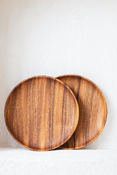 Dekorzdükkan 6-Piece Acacia Round Serving Plate