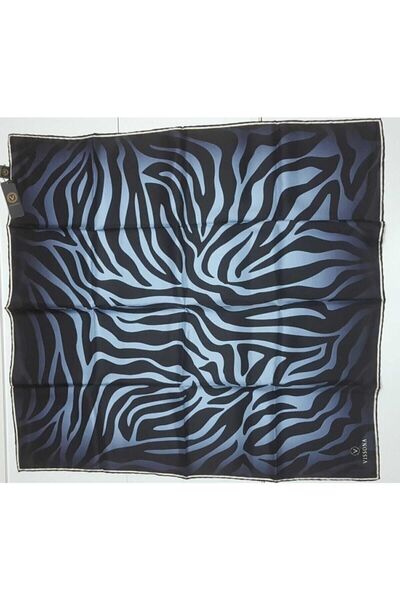 Vissona وشاح حريري Twill نسائي باللون الأسود النيلي