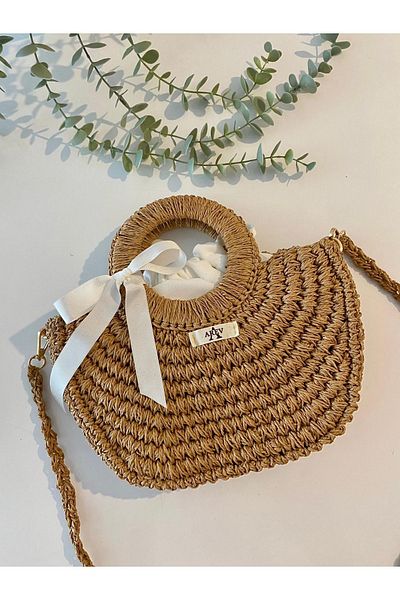 AREV BAGS Straw Bag Hand and Shoulder Bag
