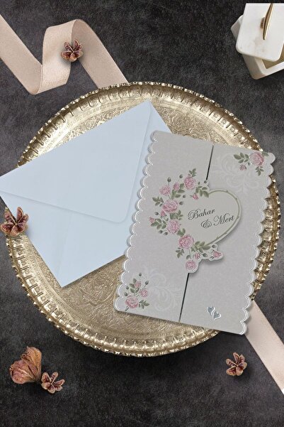 Cem Davetiye Düğün Nişan Nikah Kına Davetiyesi 3282 (100 ADET) Baskı Dahil