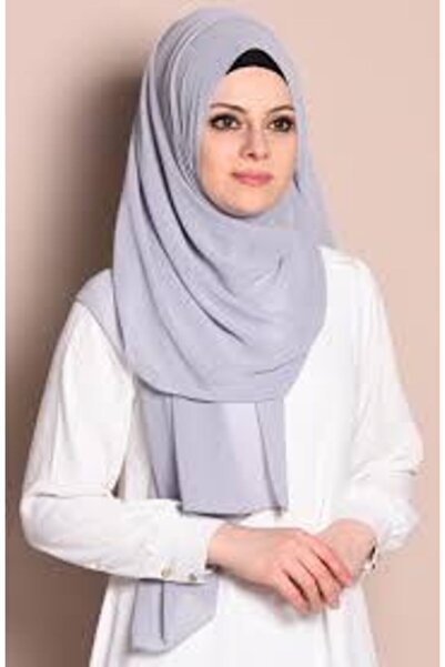 Sedef Silver Color Chiffon Shawl - 70x200