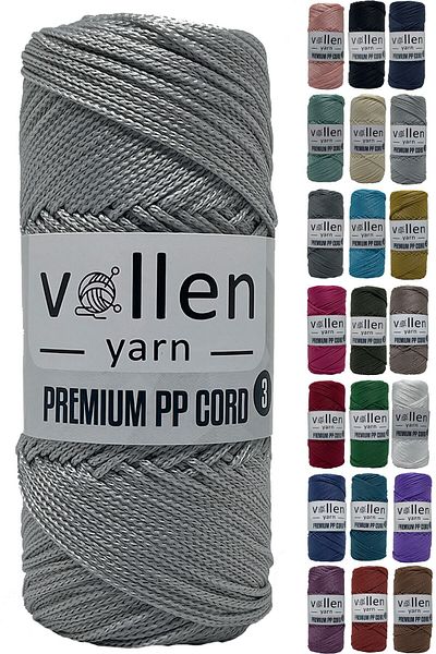 vollen yarn 600m Πολυεστερικό νήμα μακραμέ, νήμα Supla, νήμα τσάντας, νήμα βραχιολάκι, μακραμέ, ανοιχτό γκρι 1,5mm-400gr
