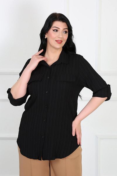 By Alba Collection Cămașă de damă, neagră, de mărime mare