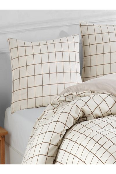 uykulife home collection Комплект завивки UYKULİFE с единичен кариран цвят и мляко и кафе