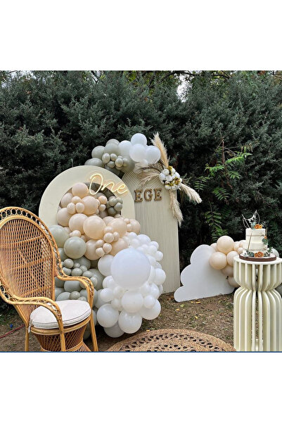 Çemrek Süs Parti Stone Color Blush White Balloon Chain Set of 100