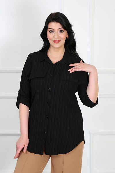 By Alba Collection Cămașă de damă, neagră, de mărime mare
