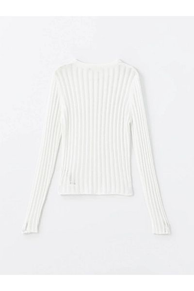 LC Waikiki Pulover Tricotaj Ajurat Ecru - Femei Decolteu Crew