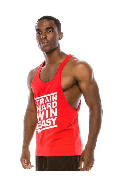 Ghedto Train Hard Win Easy Gym Fitness Tank Top Athlete Tank Top [red]