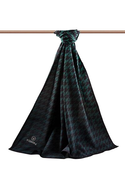 Vissona Şal de damă Petrol Green Medina - 70x200 Mătase