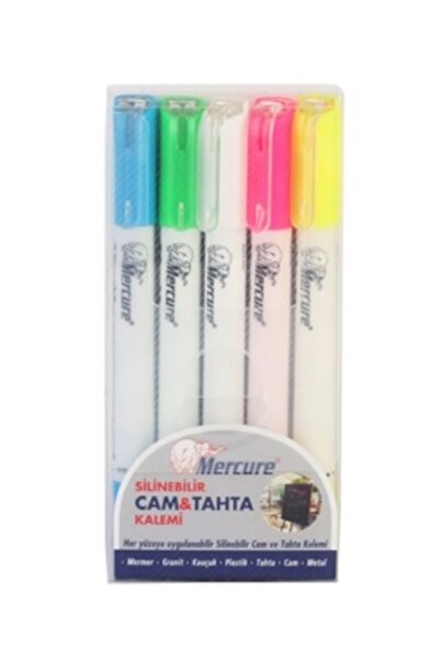 Mercure Silinebilir Cam Tahta Yağlı Tebeşir Kalem 5li Set