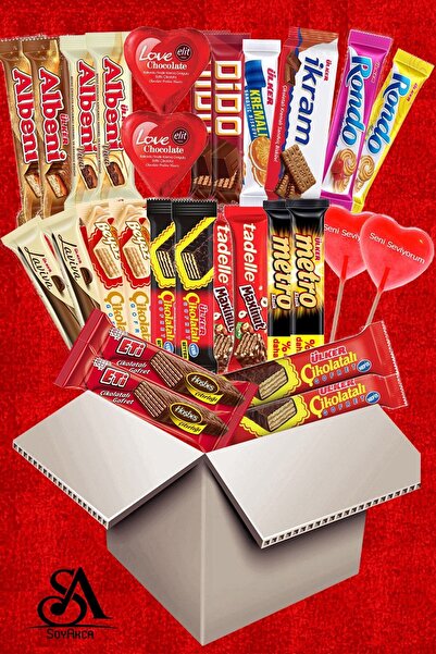 Ülker Çikolata Aşkı 28 Parça Çikolata Paketi. Seni Seviyorum Yazılı Şeker Ve Tohumlu Kalem Hediyeli