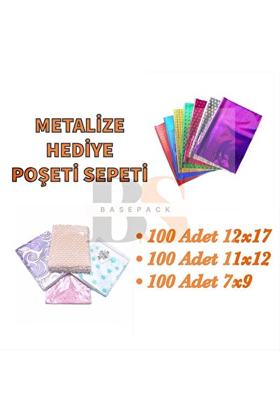 san Basepack Metalize Hediye Poşeti Paketi 100 Adet 7x9cm, 100 Adet 11x12cm, ...