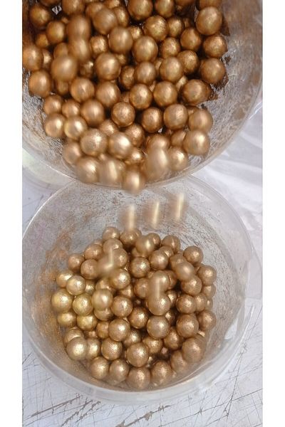 hediyehobihersey 10 mm Gold Dragee Large Gold Cake Decoration Dragee Sugar 100 Gr