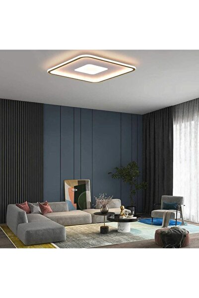 PARBEK Pablo Kare2 Plafonyer Led Avize 40x40 cm, Sıva Üstü Led, Siyah Renk, 6500K Beyaz Işık