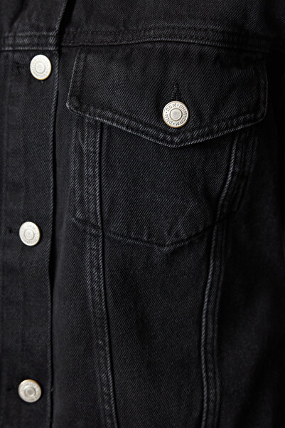 Trendyol Collection Denim Black Belt Jacket - TWOAW25CE00012