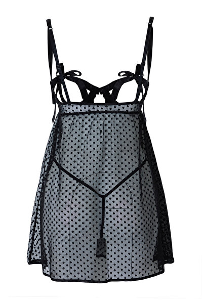 Kolekcia Trendyol Pletené nohavičky Babydoll s čiernou čipkou a detailmi z kameňa - Thmaw25Ll00000